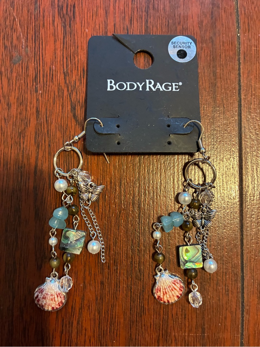 BodyRage Turquoise & Cream Sea Shell Dangle Earrings